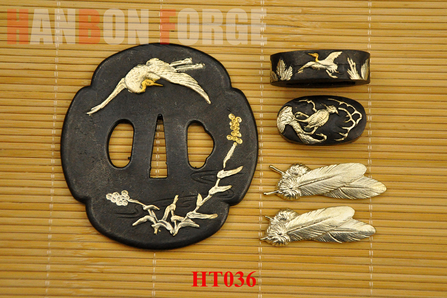 ASINOSTAND SET KURIHARA TAKUMI セット　真鍮 Edo period antique Tsuba Set for Samurai Sword (T-251) - (T